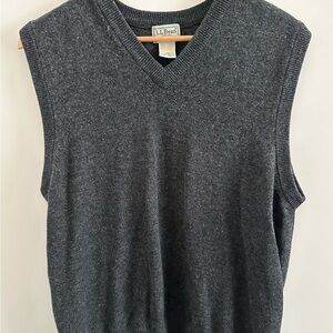 Vintage L.L.Bean Sweater Vest Mens Size L Gray 100% Lambs Wool